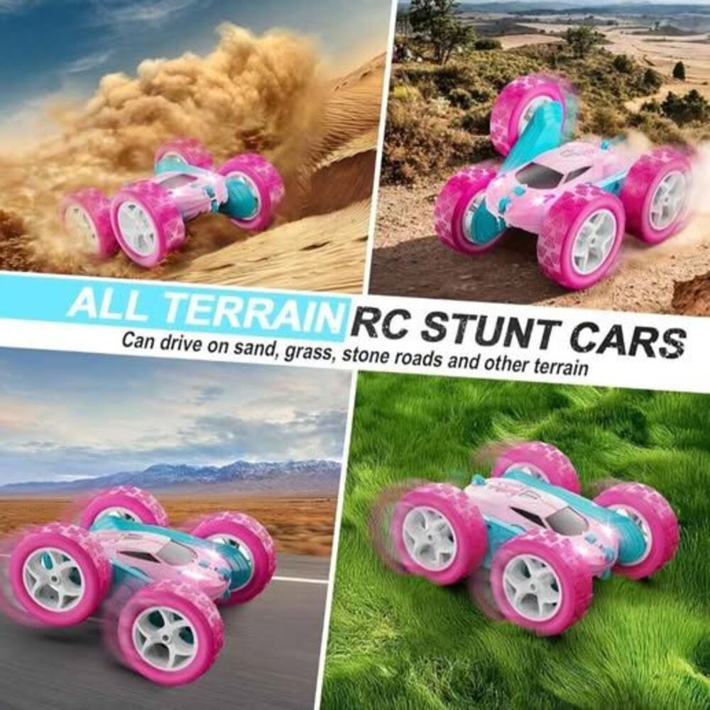 Remote Control Car, 4WD Stunt RC Car with LED Lights & 360° Flips. PINK - NEW - Picture 6 of 7